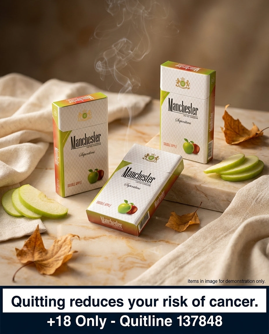 Manchester Slim Double Apple Cigarettes 20s x 10 Packs – Fresh Apple Aroma, Fast Shipping to Your Door