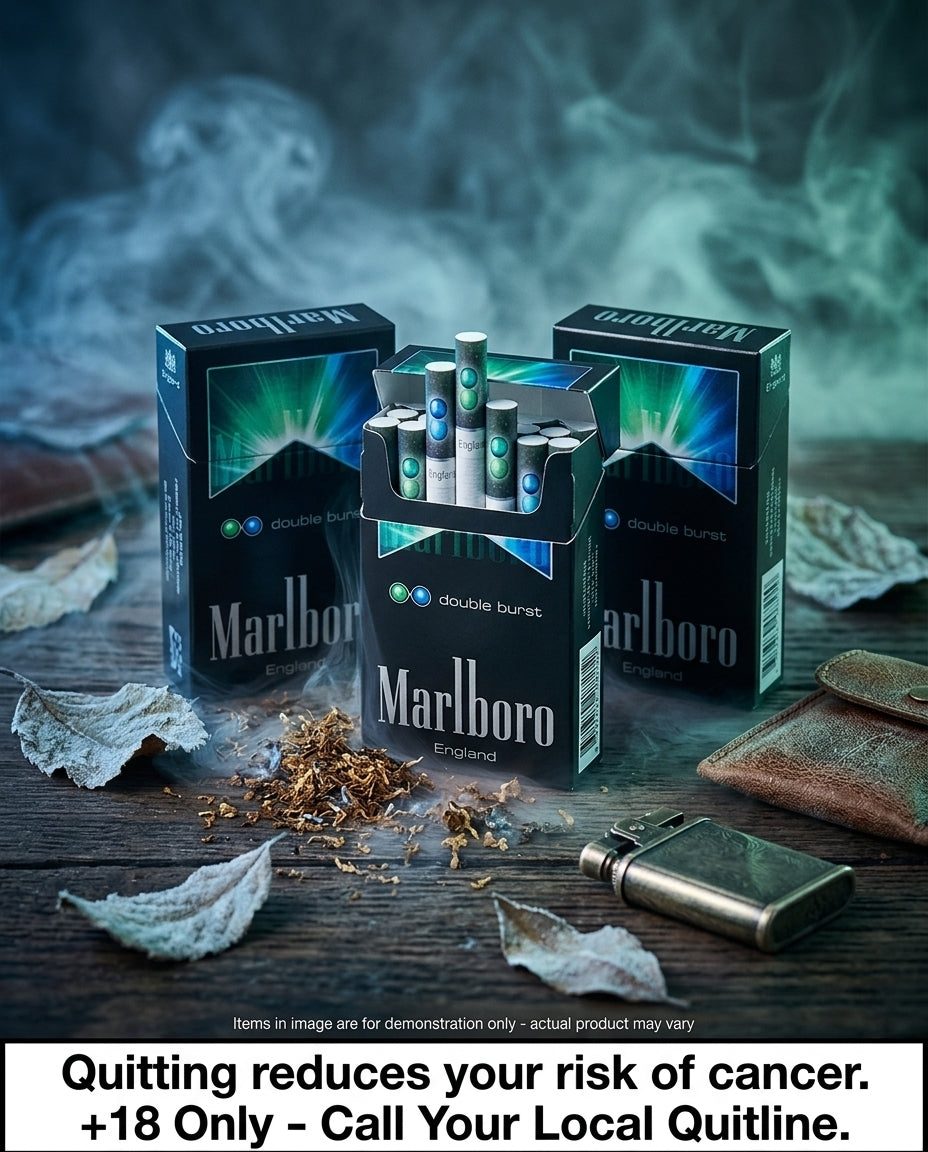 Marlboro England Double Burst Cigarettes 20s x 10 Packs – Dual Menthol Control, Quick Delivery Across All States
