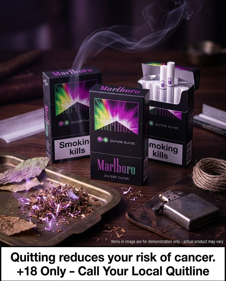 Marlboro England Purple Burst Cigarettes 20s x 10 Packs â Berry Menthol Capsule Experience, Delivered to Your Door
