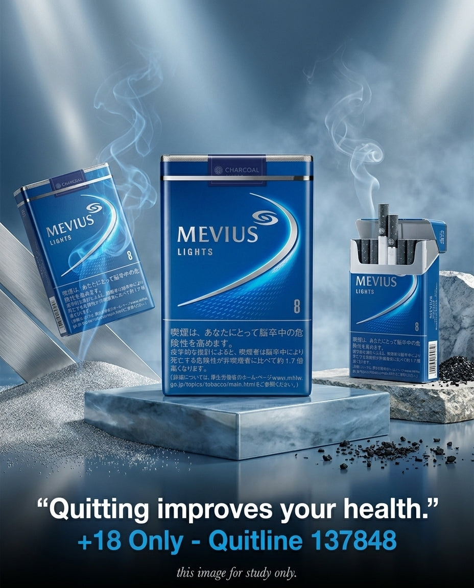 Mevius Premium Light Charcoal No.8 Cigarettes 20s x 10 Packs - Smooth Charcoal Filter Fast Delivery Australia-Wide Best Price