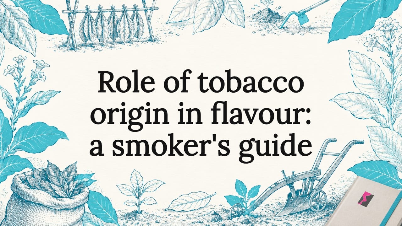 Decorative tobacco-themed title card illustration