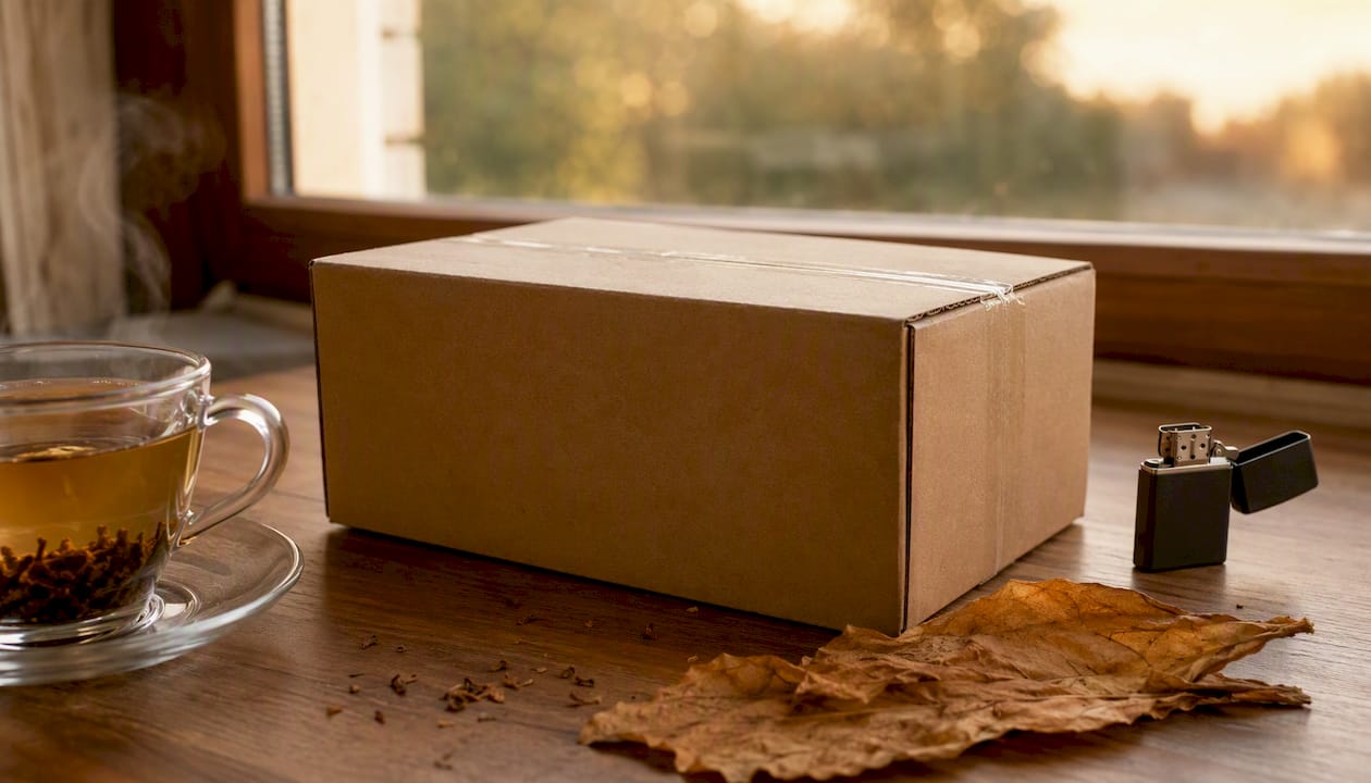 Discreet delivery parcel with tobacco accessories