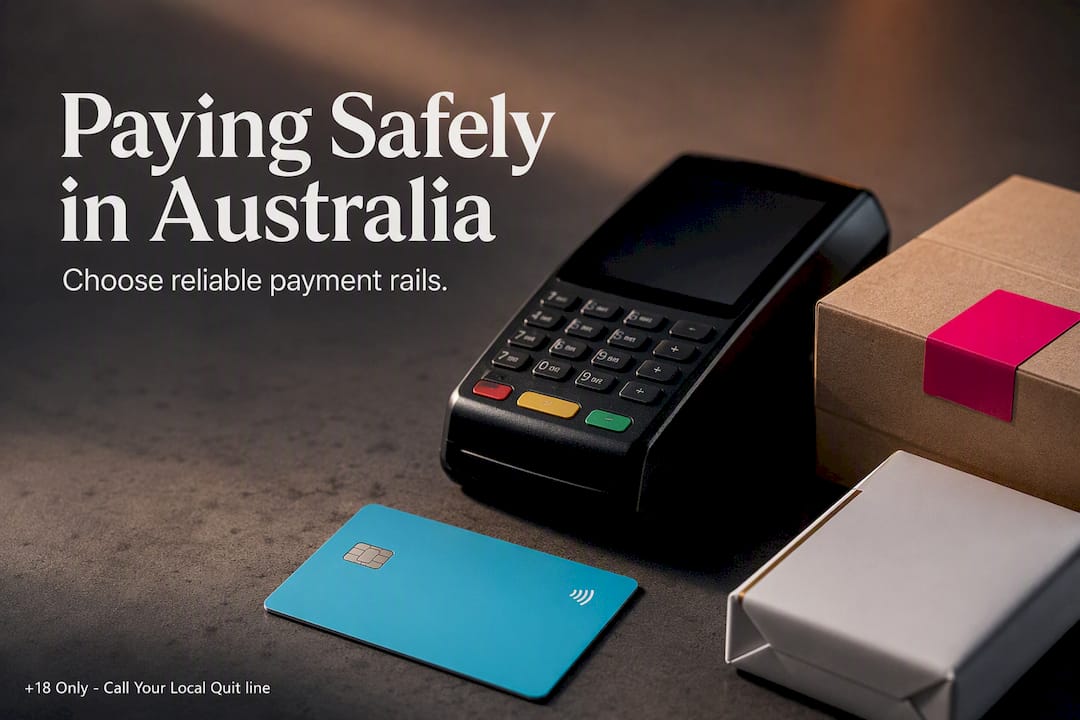 Secure checkout beside discreet tobacco parcel