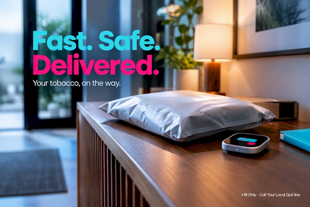 Discreet parcel beside abstract delivery tracking
