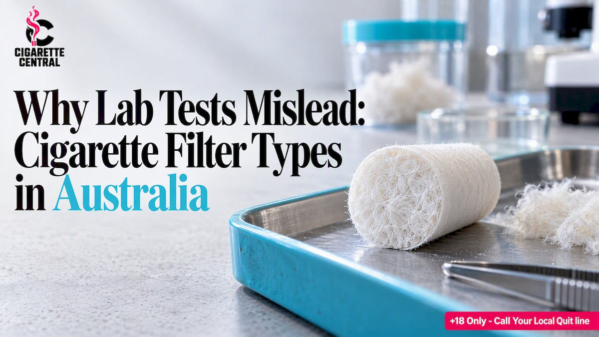 Unbranded filter material cutaway on lab tray