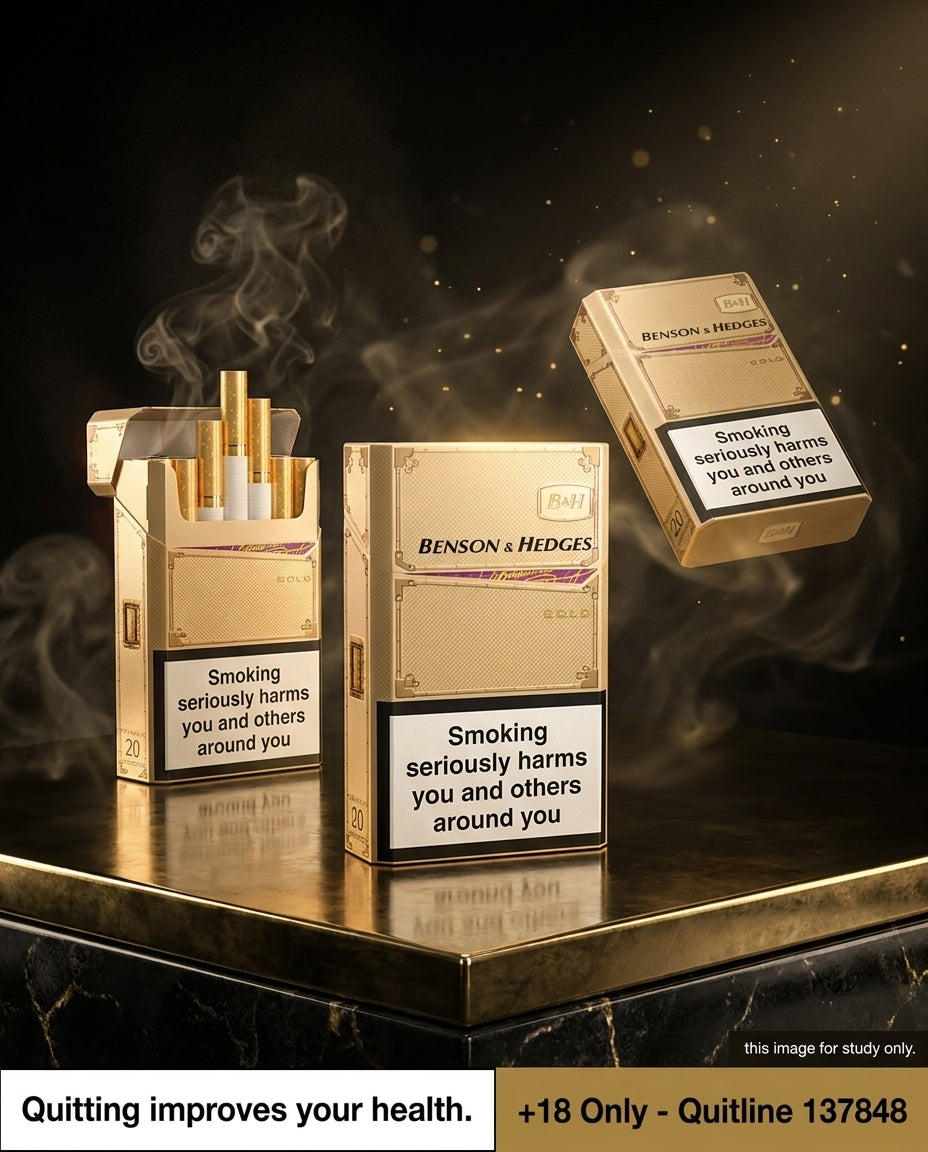 Benson & Hedges Gold Plain Cigarettes 20s x 10 Packs - Full Flavour Non-Filter Classic Premium