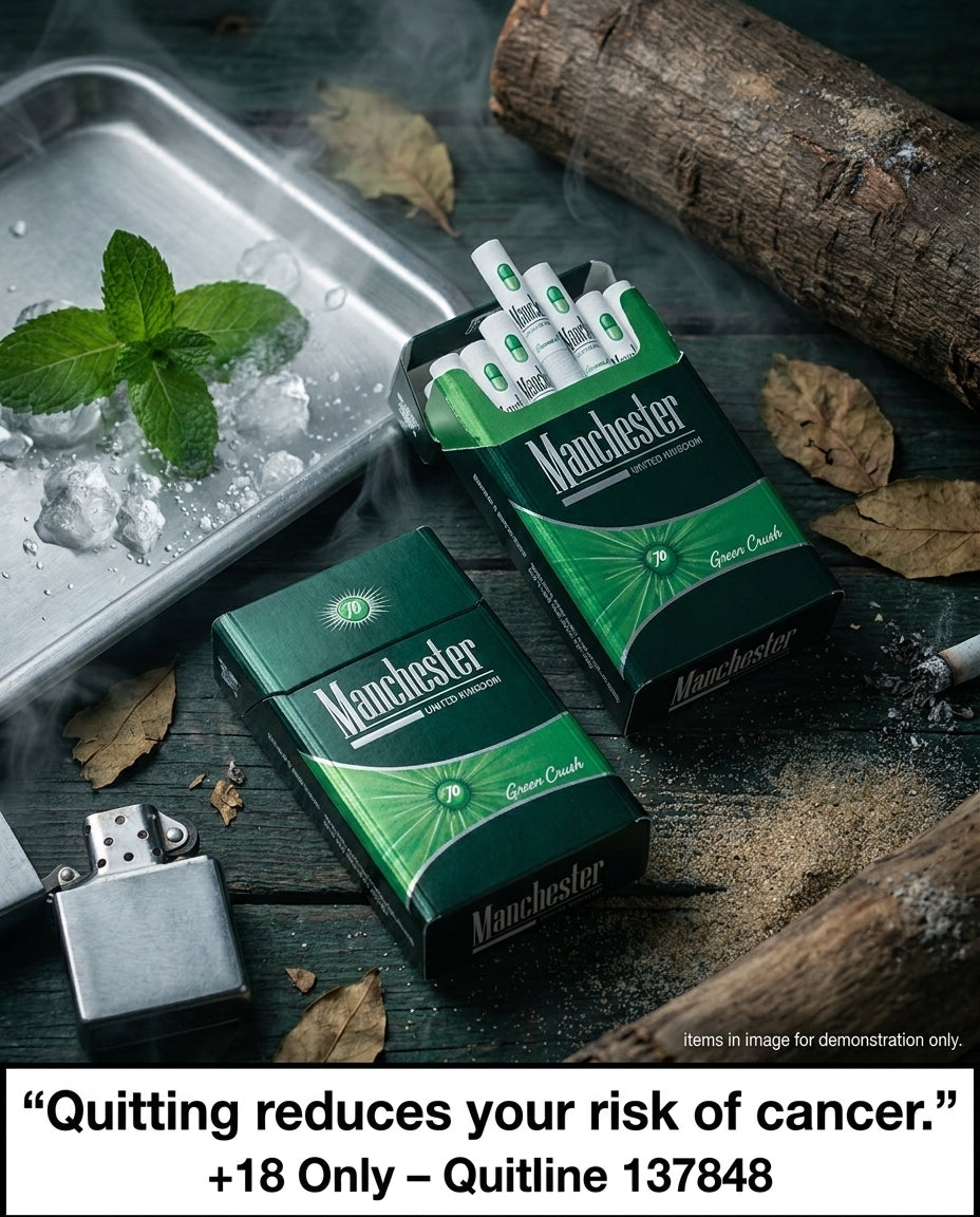 Manchester Green Crush Menthol 20s x 10 Packs – Fresh Capsule Cooling, Quick Delivery Across All States
