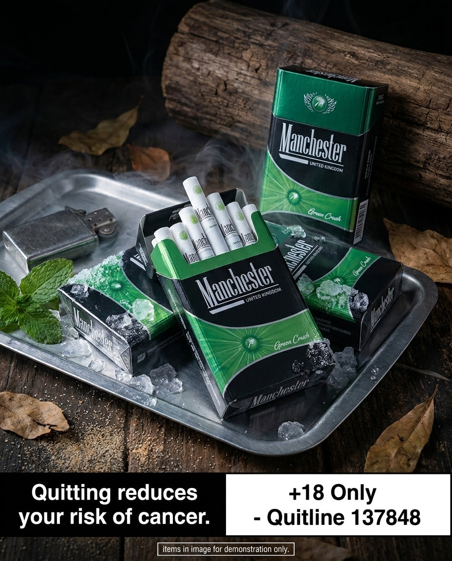 Manchester Green Crush Menthol 20s x 10 Packs – Fresh Capsule Cooling, Quick Delivery Across All States