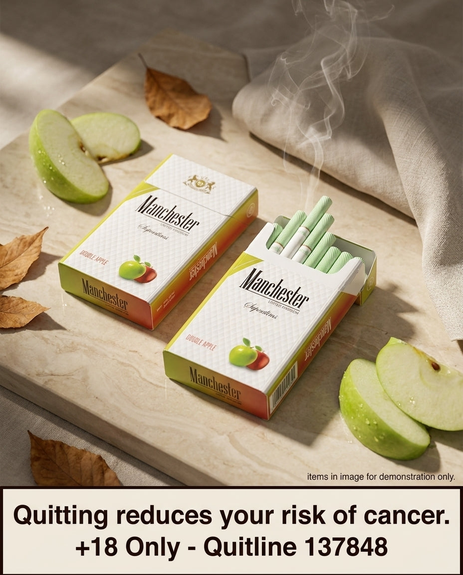 Manchester Slim Double Apple Cigarettes 20s x 10 Packs – Fresh Apple Aroma, Fast Shipping to Your Door