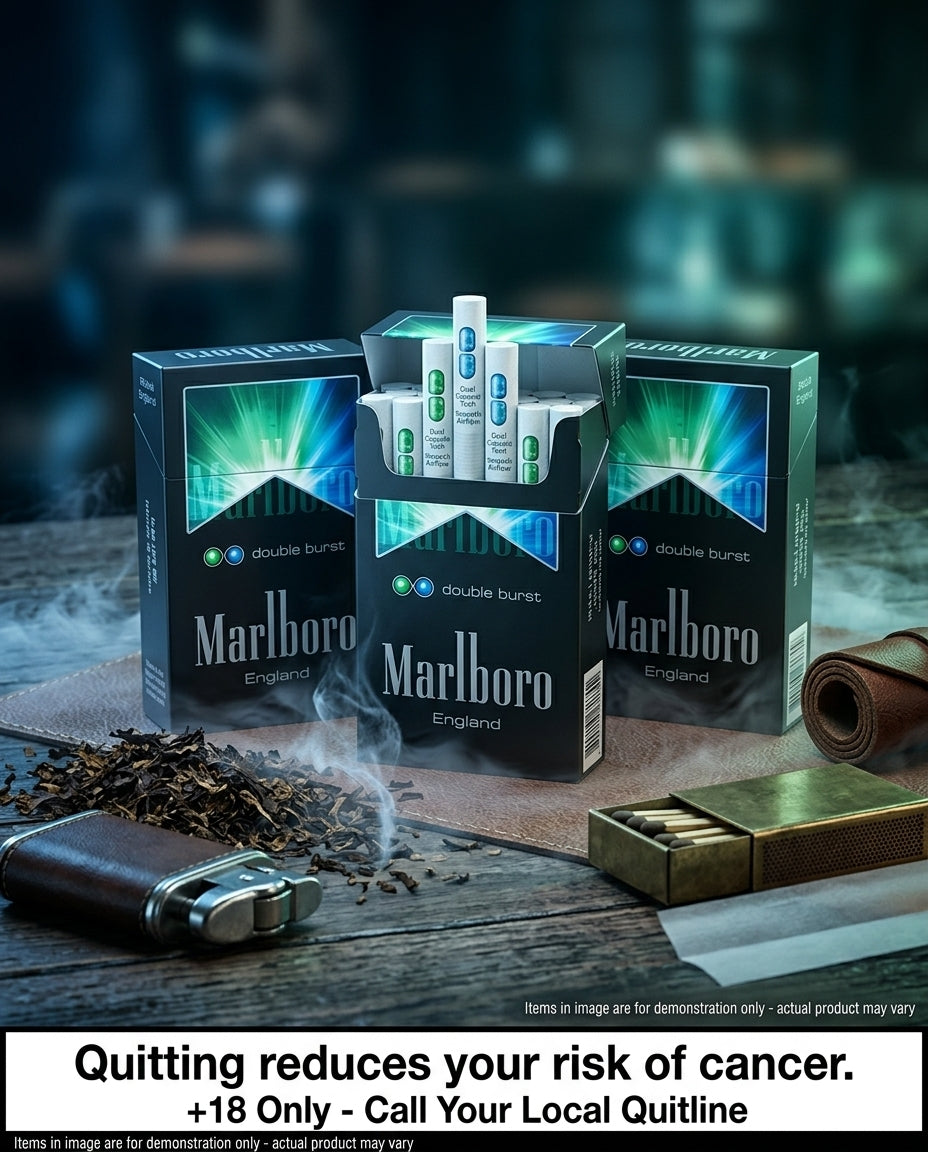Marlboro England Double Burst Cigarettes 20s x 10 Packs – Dual Menthol Control, Quick Delivery Across All States