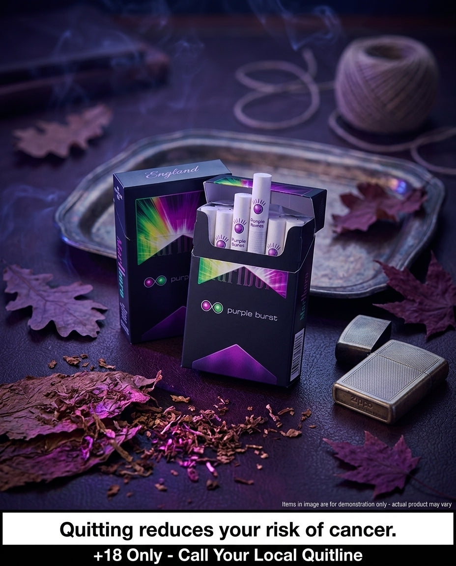 Marlboro England Purple Burst Cigarettes 20s x 10 Packs – Berry Menthol Capsule Experience, Delivered to Your Door