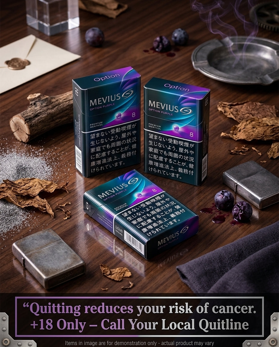 Mevius Japanese Purple Menthol 8 Cigarettes 20s x 10 Packs – Dual Flavour Capsule, Fast Shipping to Your Door